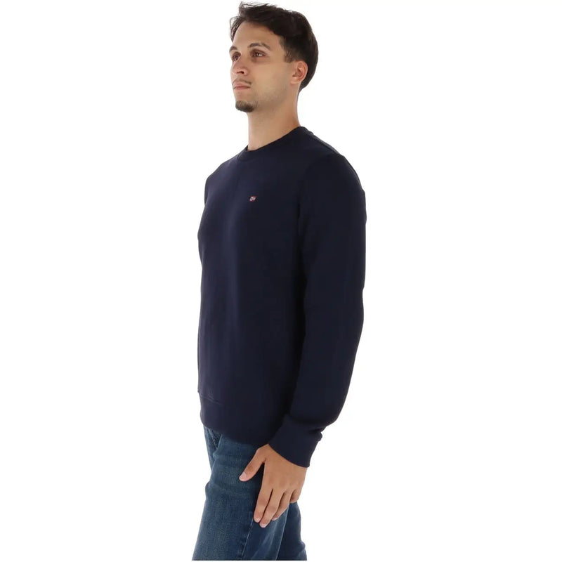 Napapijri Sweat-shirt homme en coton bleu à col rond avec petit logo rouge et blanc sur la poitrine gauche