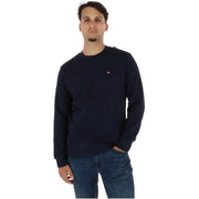bleu marine Napapijri Sweat-shirt homme en coton à col rond avec petit logo brodé sur la poitrine gauche