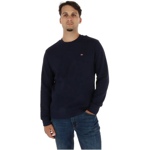 bleu marine Napapijri Sweat-shirt homme en coton à col rond avec petit logo brodé sur la poitrine gauche