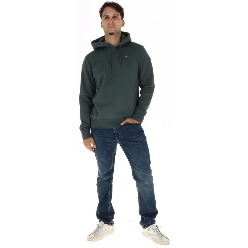 Napapijri Sweat à capuche vert en coton pour homme, orné d'un logo Champion vert foncé sur la poitrine.