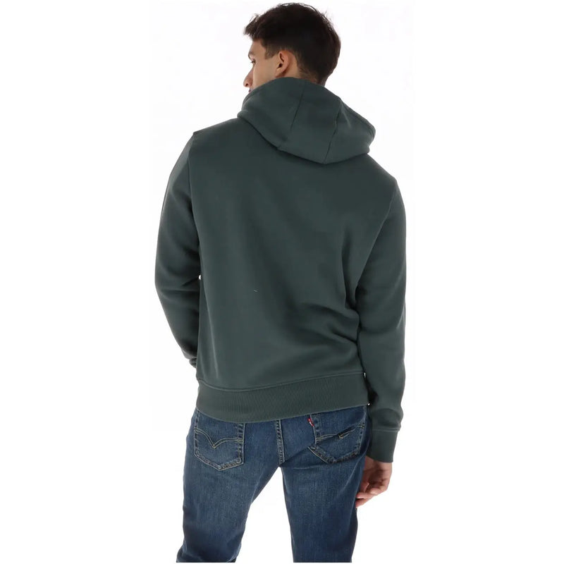Napapijri Sweat à capuche vert en coton pour homme, avec capuche vert foncé, tissu doux au toucher et poignets côtelés.