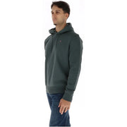 Napapijri Sweat à capuche vert en coton pour homme, avec capuche vert foncé et petit logo rouge sur la poitrine