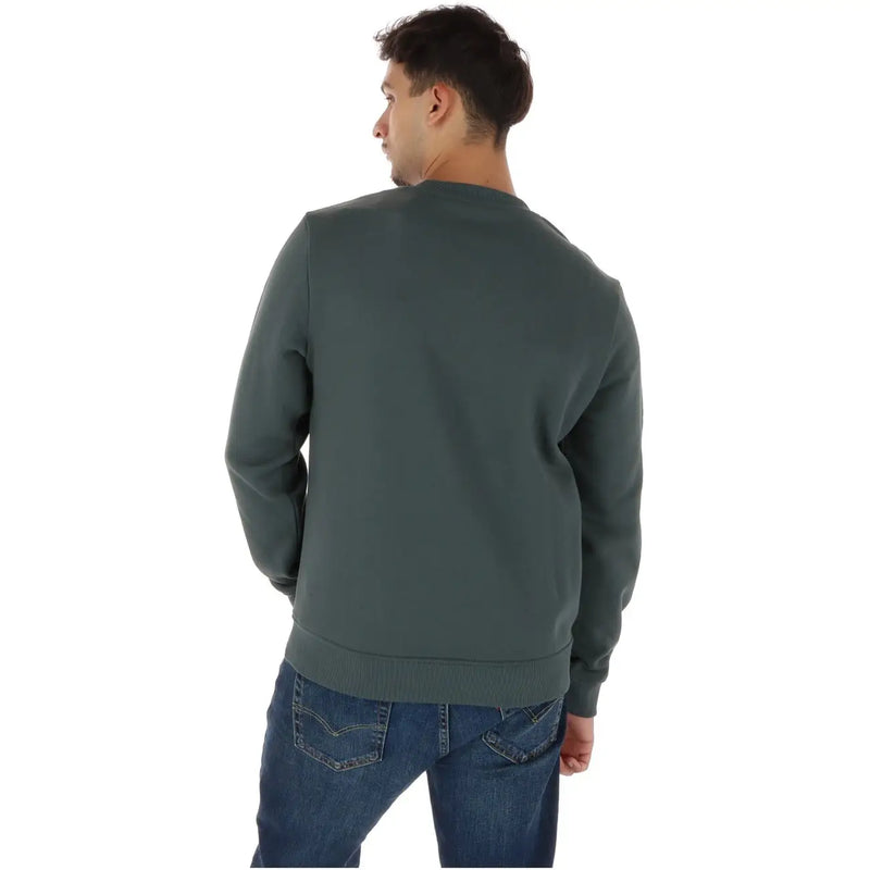 Napapijri Sweat-shirt homme en coton vert, col rond, bord-côtes vert foncé, poignets et ourlet côtelés.