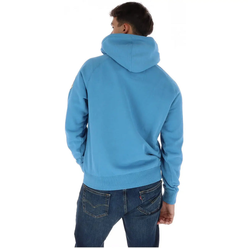 Napapijri Sweat à capuche pour homme, bleu clair, en coton, avec capuche unie et poignets et ourlet côtelés.