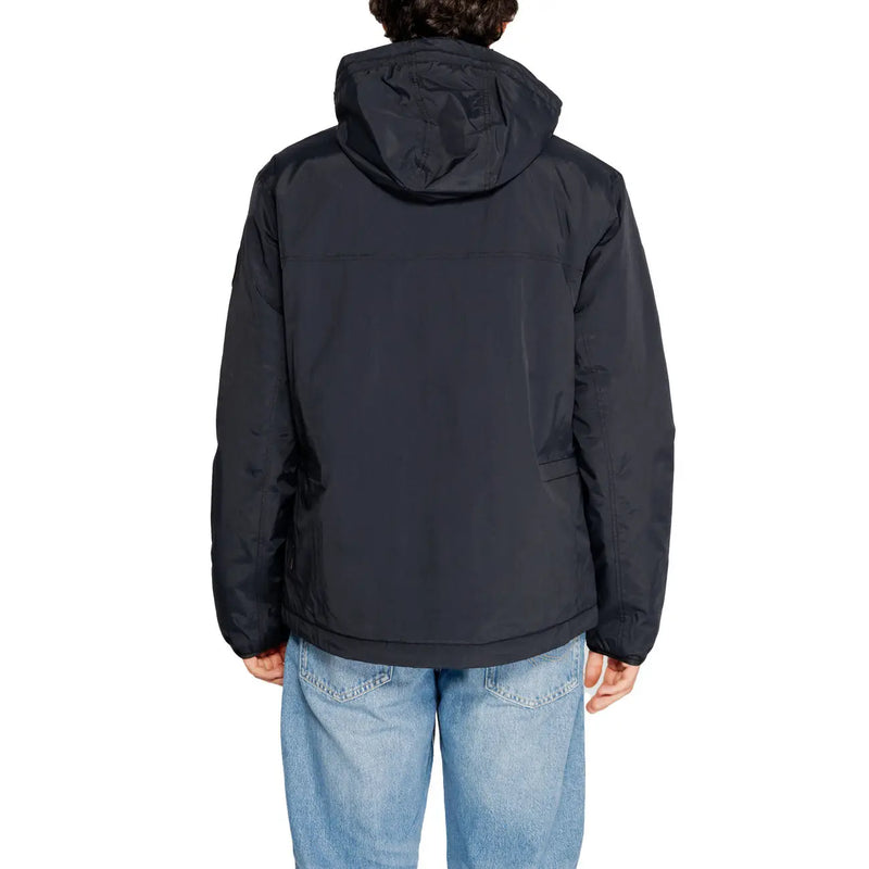 Napapijri Veste noire à capuche pour homme, en tissu élégant et résistant à l'eau, avec coutures discrètes et poches avant zippées.