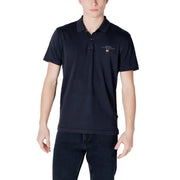 Napapijri Polo homme noir en coton à manches courtes avec logo brodé discret sur la poitrine gauche
