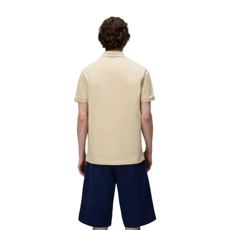 Beige napapijri Polo homme à manches courtes en coton, col classique et logo discret à l'arrière du col