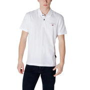 Napapijri Polo homme à manches courtes en coton blanc avec boutons noirs et petit logo brodé sur la poitrine gauche