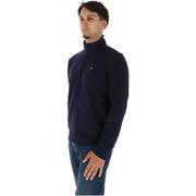 Napapijri Sweat-shirt homme bleu marine en coton polaire zippé avec petit logo brodé sur la poitrine gauche