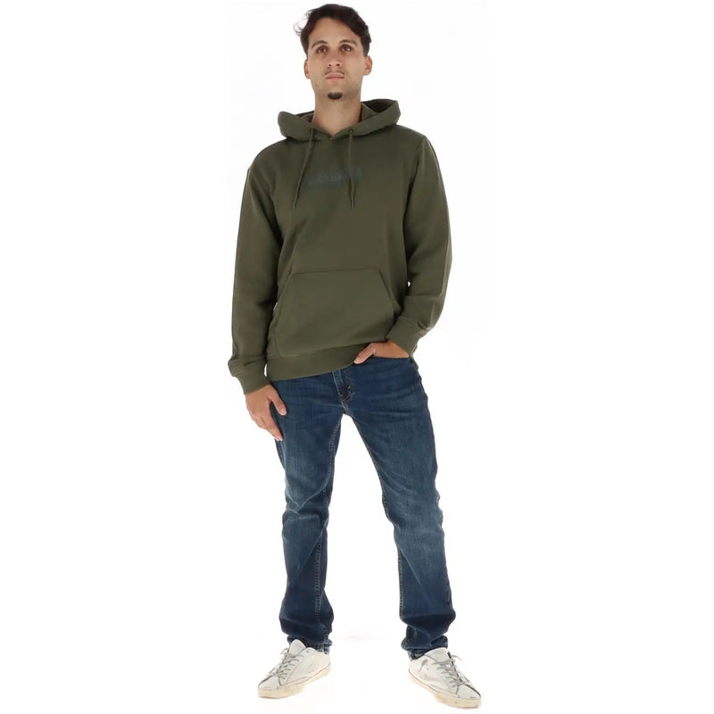 Vert olive Napapijri Sweat-shirt à capuche pour homme, en coton et polyester, avec un logo discret et foncé sur la poitrine.
