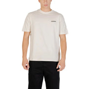 Off-white Napapijri hommes manches courtes t-shirt avec un petit logo noir brodé sur la poitrine gauche