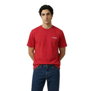 Napapijri T-shirt homme rouge à manches courtes en coton avec petit logo blanc sur la poitrine gauche (vue de face)