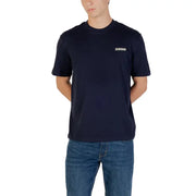 chemise bleu marine à manches courtes Napapijri hommes t-shirt avec un petit logo blanc sur la poitrine gauche en tissu de coton