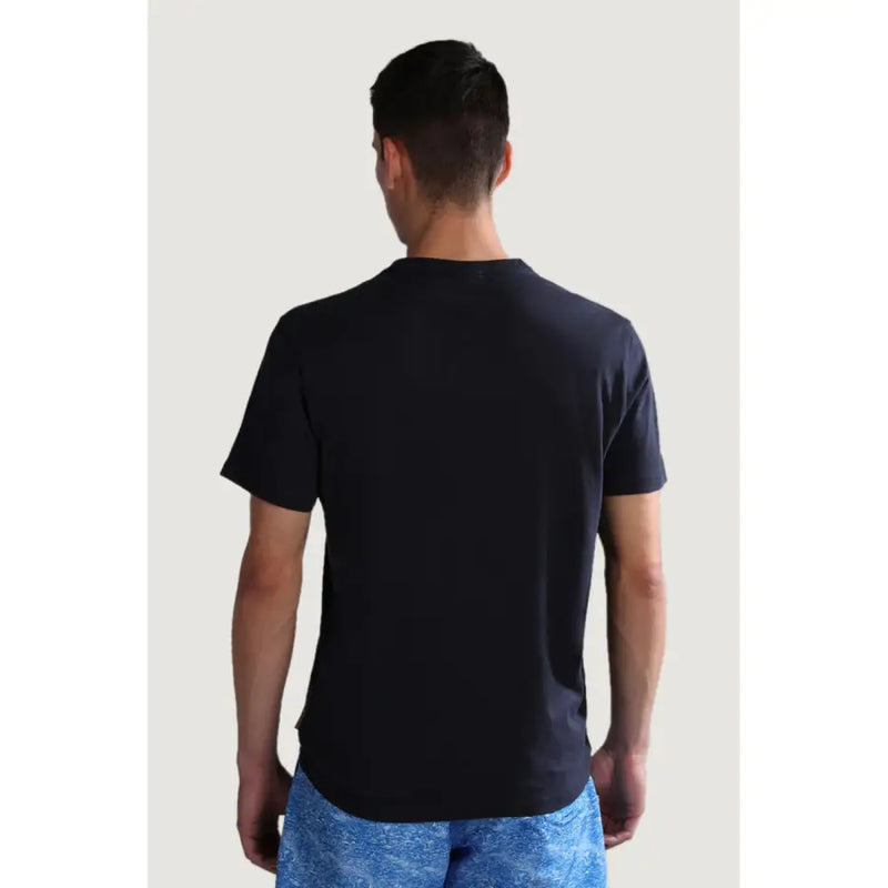 Napapijri hommes t-shirt T-shirt noir à manches courtes et col rond en coton, style décontracté, visible sur le devant