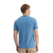 Napapijri T-shirt homme bleu clair en coton, manches courtes, col rond, couleur unie, style décontracté