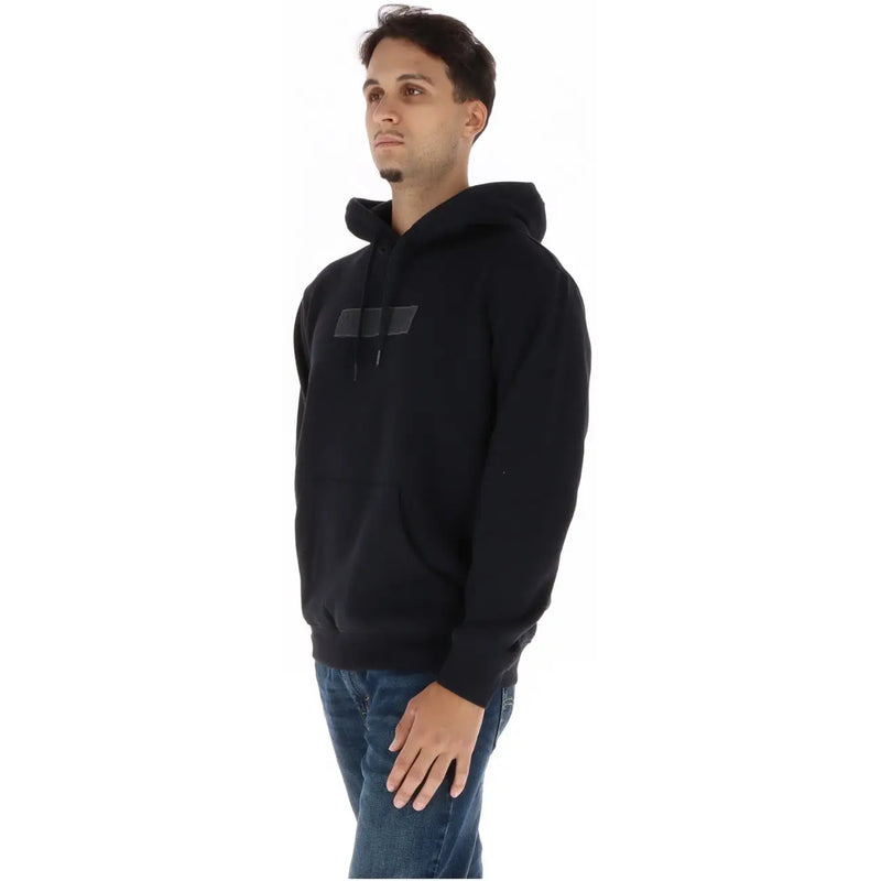 Napapijri Sweat-shirt à capuche noir en coton pour homme, orné d'un logo rectangulaire minimaliste sur la poitrine.