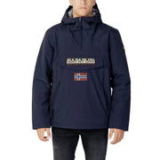 Napapijri Doudoune homme bleu marine avec poche poitrine et écusson drapeau norvégien, vue de face