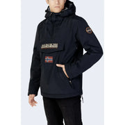 Napapijri Doudoune noire pour homme avec écusson avant représentant la marque et le drapeau norvégien, vue de face