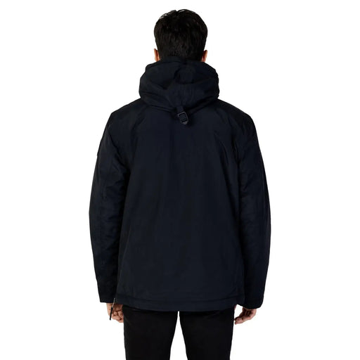 Napapijri Doudoune noire pour homme avec capuche et surpiqûres discrètes, vue de face
