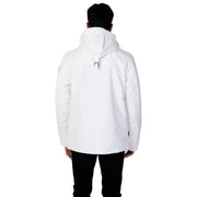 Napapijri Doudoune blanche pour homme avec capuche et tirettes de fermeture éclair noires, vue de face