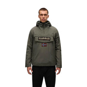 Napapijri Doudoune Rainforest Winter 3 pour homme, vert olive, avec écusson logo et drapeau norvégien (vue de face)