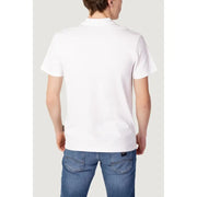 Napapijri white cotton polo shirt for men with short sleeves classic collar and subtle branding tags