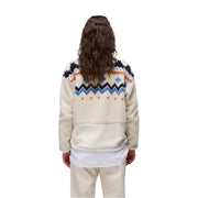 Napapijri Womens Cream Shearling Jacket with Nordic Geometric Pattern