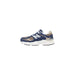 Navy and beige New Balance sneaker displayed in a product named Navy Brown New Balance Sneaker