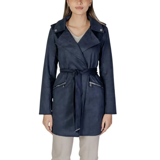 Navy belted trench coat displayed in the Navy Belted Trench Coat product image