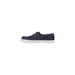 Navy blue boat shoe with white sole, stylish and comfortable for casual wear