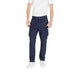 Navy blue cargo pants displayed in a clothing product listing