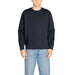 Armani Exchange Men Sweatshirts - Navy blue crewneck sweatshirt worn over light blue jeans