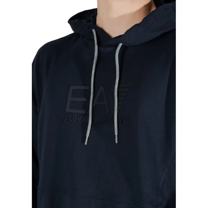 Navy blue hooded sweatshirt from Ea7 Men featuring a stylish printed design