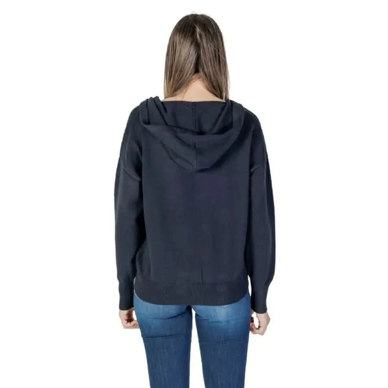 Back view of Morgan De Toi Women’s Navy Blue Hooded Sweatshirt for Spring/Summer