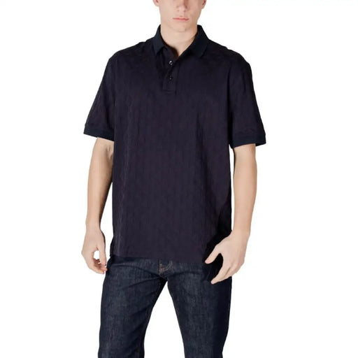 Navy blue Armani Exchange Men polo shirt showcasing classic style and comfort
