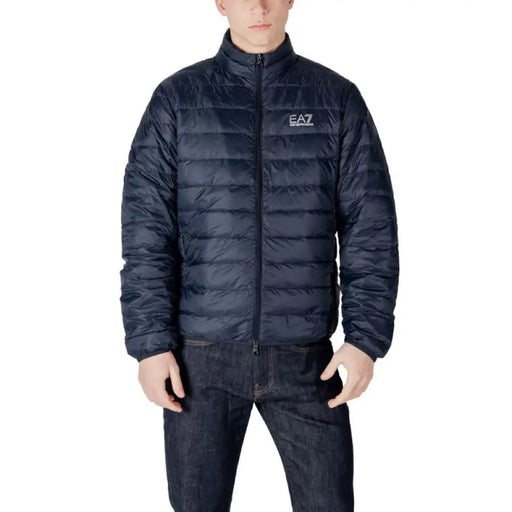 Navy blue puffer jacket displayed under the product name Black Puffer Jacket