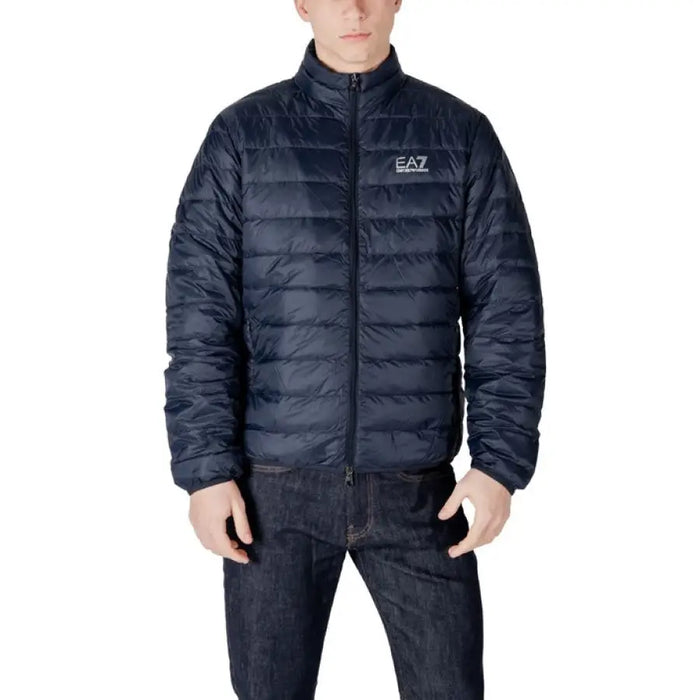Navy blue puffer jacket displayed under the product name Black Puffer Jacket