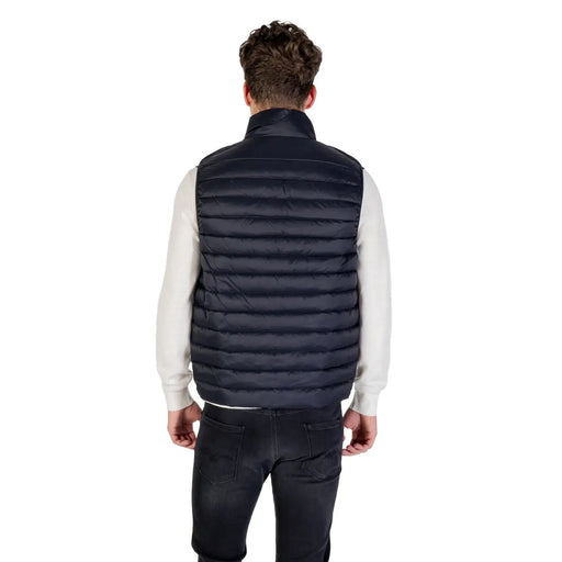 Doudoune sans manches matelassée bleu marine, fabriquée dans un matériau isolant pour plus de chaleur et une utilisation en extérieur