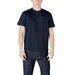 Navy blue Ea7 Men Slip On Round Neck Cotton T Shirt displayed on a neutral background