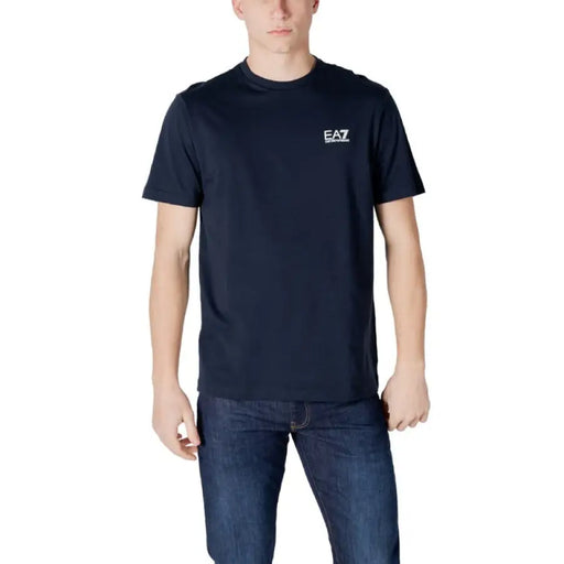 bleu marine t-shirt T-shirt en coton blanc pour homme de la marque EA7 T-Shirt collection pour vêtements décontractés élégants