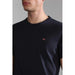 Navy blue Napapijri Men’s Plain Cotton Short Sleeve T-Shirt displayed on a neutral background