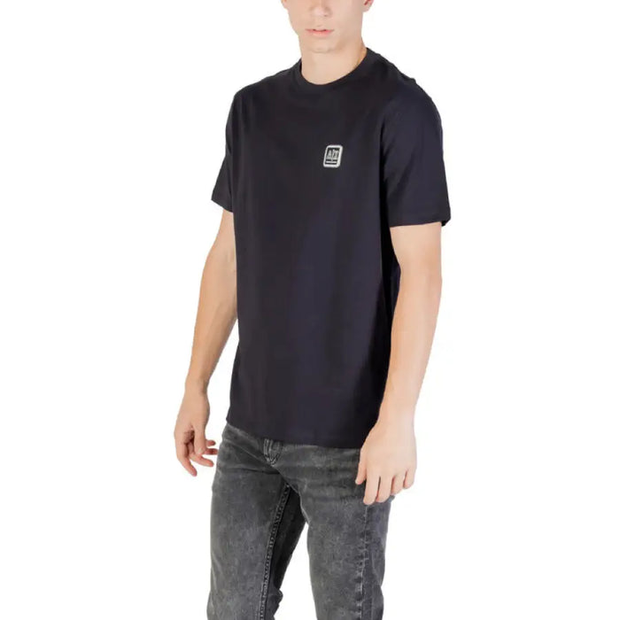 Navy blue short sleeved T shirt displayed as a men’s casual clothing product