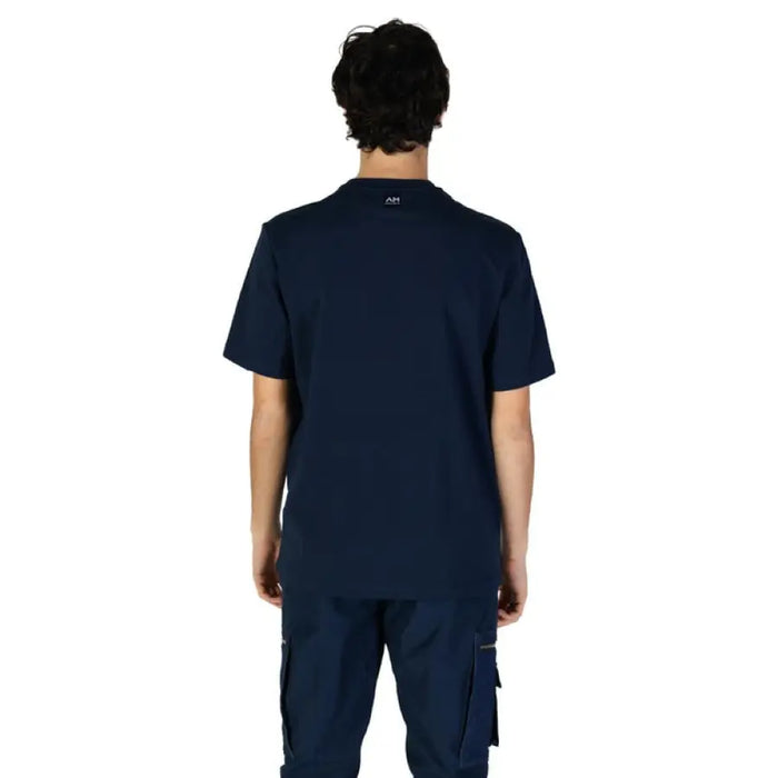 Navy blue T shirt and pants set with cargo pockets displayed in product image