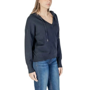 Navy blue v-neck hoodie with drawstrings from Morgan De Toi for Spring/Summer