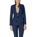 Navy blue women’s suit featuring Rinascimento Women’s Blue Blazer with low-cut V-neck
