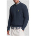Navy cable-knit sweater displayed in the Gray Cable Knit Sweater product image