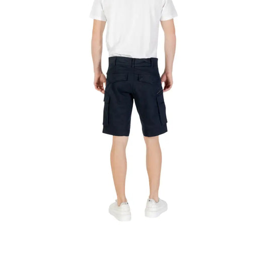Navy Blue Men’s Cargo Shorts displayed on a white background
