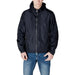 Navy hooded jacket displayed alongside Black Hooded Jacket for stylish outerwear choice