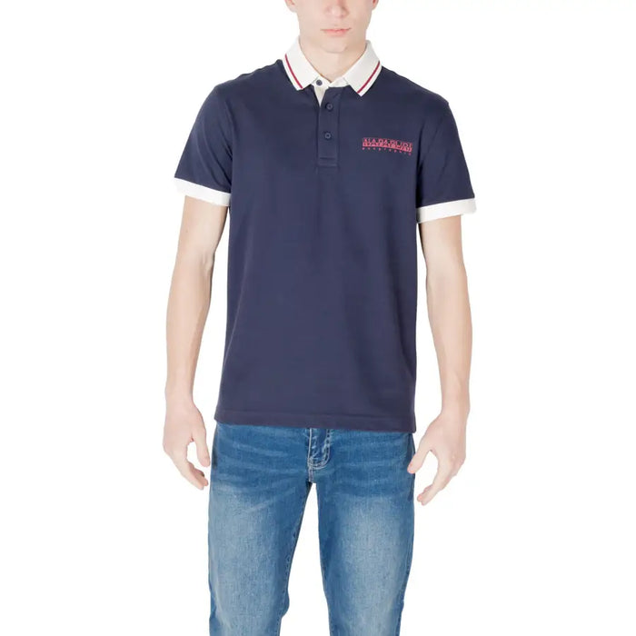 Navy polo shirt with white trim from Assorted Polo Shirts in Burgundy Red and Maroon