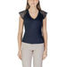 Navy V-neck top with lace cap sleeves from Morgan De Toi Women’s collection